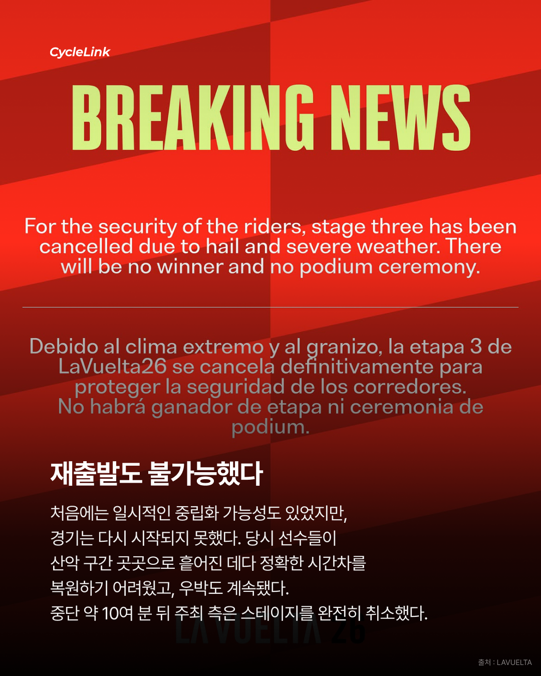 폭우·우박 덮친 부엘타 스테이지3 결국 취소 · 사진 5