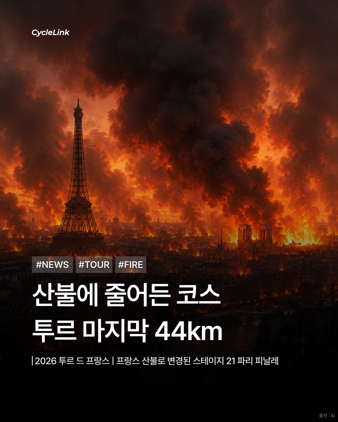 산불에 줄어든 투르 마지막 44km · 사진 1