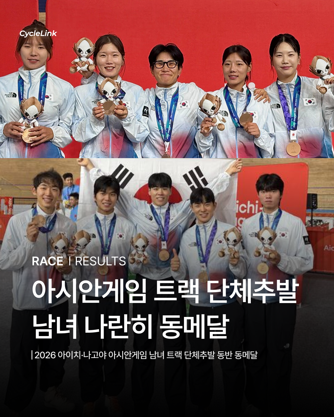 아시안게임 트랙 단체추발 남녀 나란히 동메달 · 사진 1