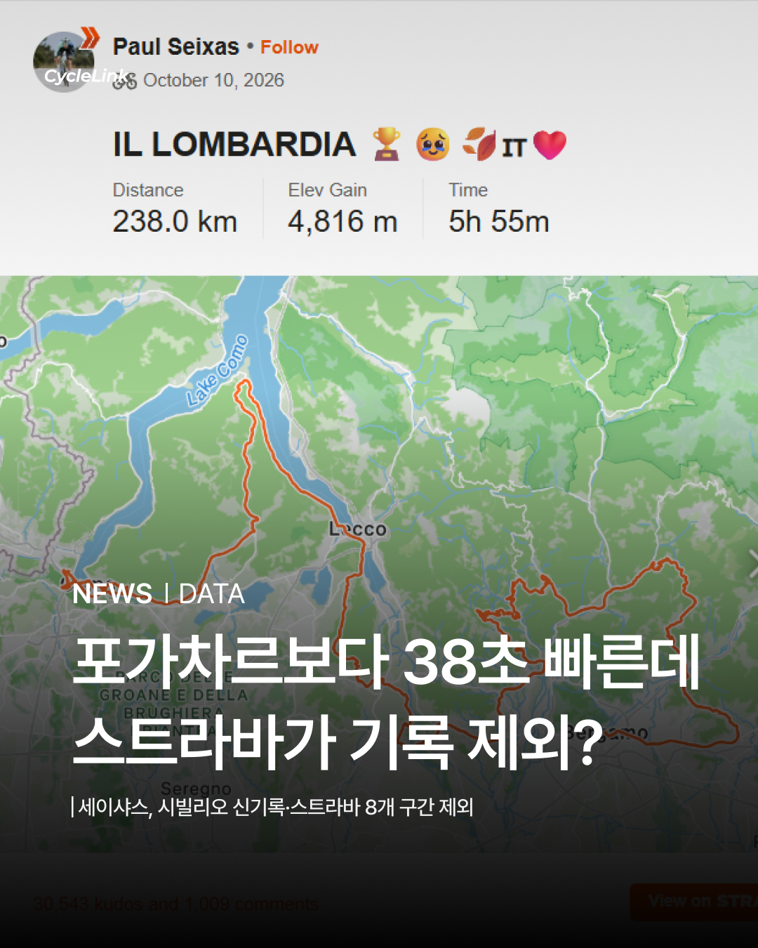 포가차르보다 38초 빠른데 스트라바가 기록 제외? · 사진 1