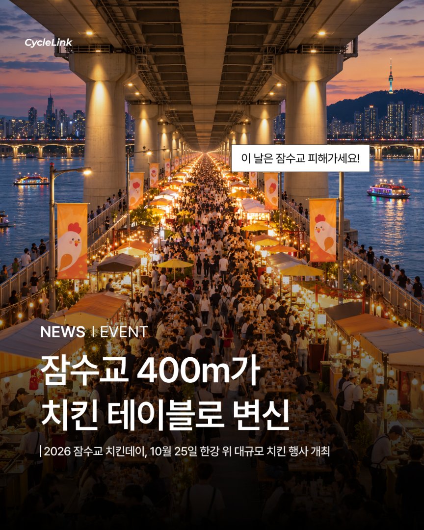 잠수교 400m가 치킨 테이블로 변신 · 사진 1